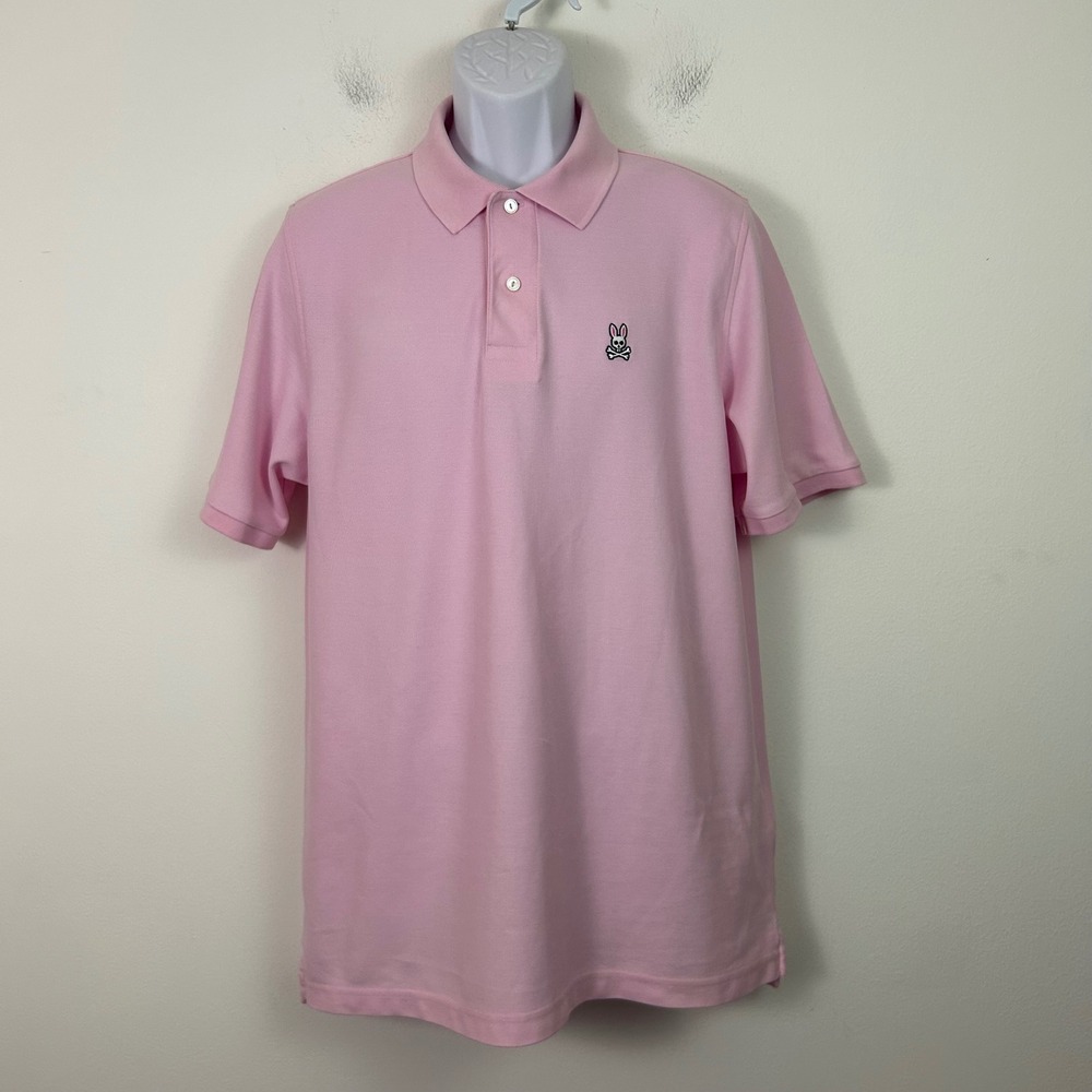 Psycho Bunny Mens Pink Pima Cotton Short Sleeve Polo Shirt Size 7 XL Logo Pique